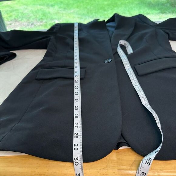 Boston Proper Beyond Travel Classic Boyfriend Blazer Womens 14 Black One Button - Picture 8 of 10